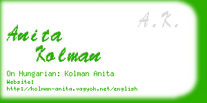 anita kolman business card